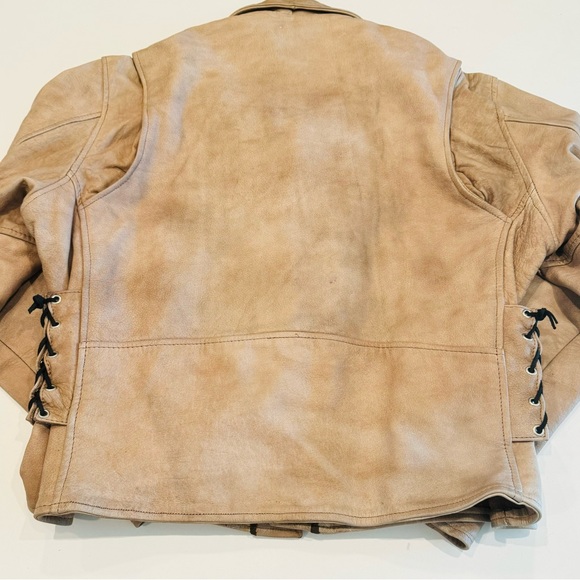 Leather double riders motorcycle jacket - Picture 3 of 4